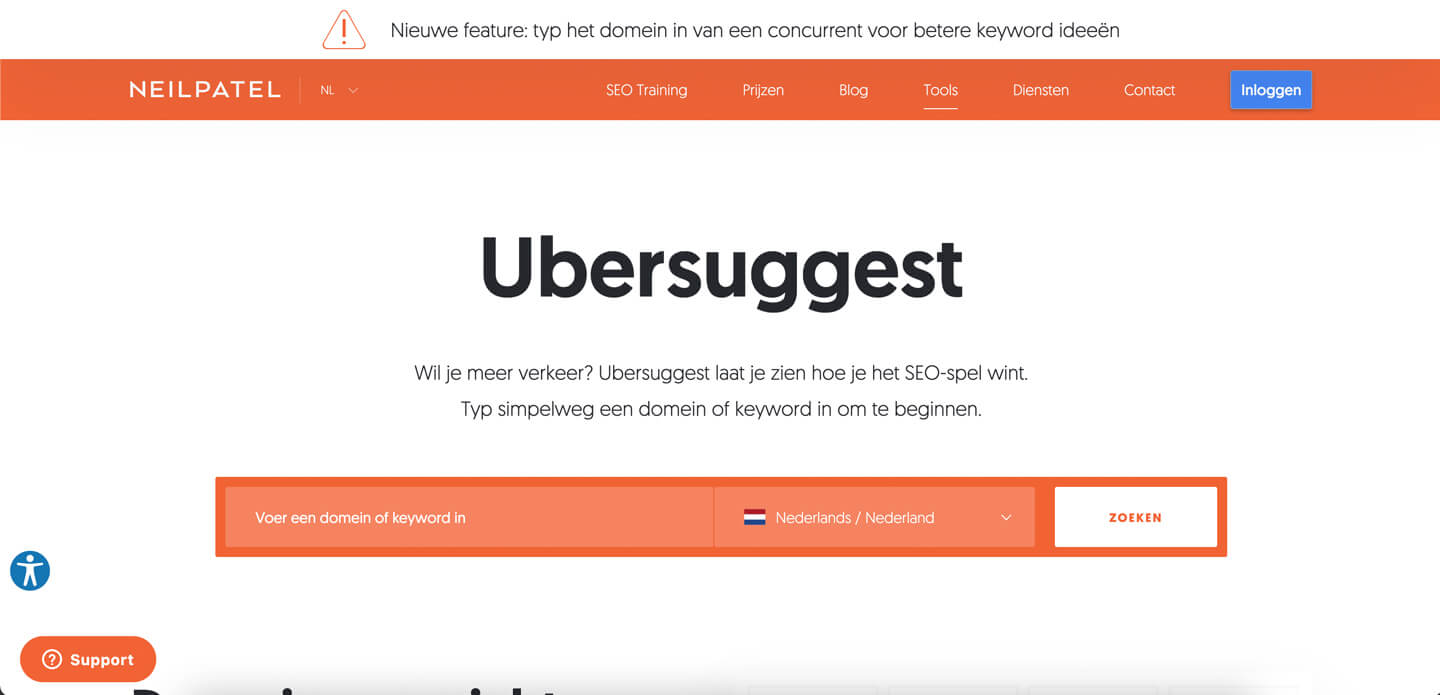 Zoekwoordenanalyse met Ubersuggest